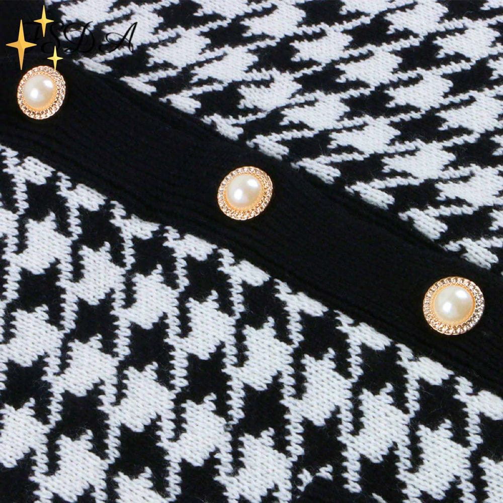 Pascalle Cardigan in Übergröße mit klassischem Hahnentrittmuster für einen stilvollen Look