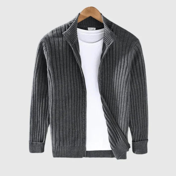 Jericho - gerippte strickjacke mit rollkragen