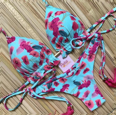 Maillot de bain string tanga brésilien deux pièces tropical La Bohème