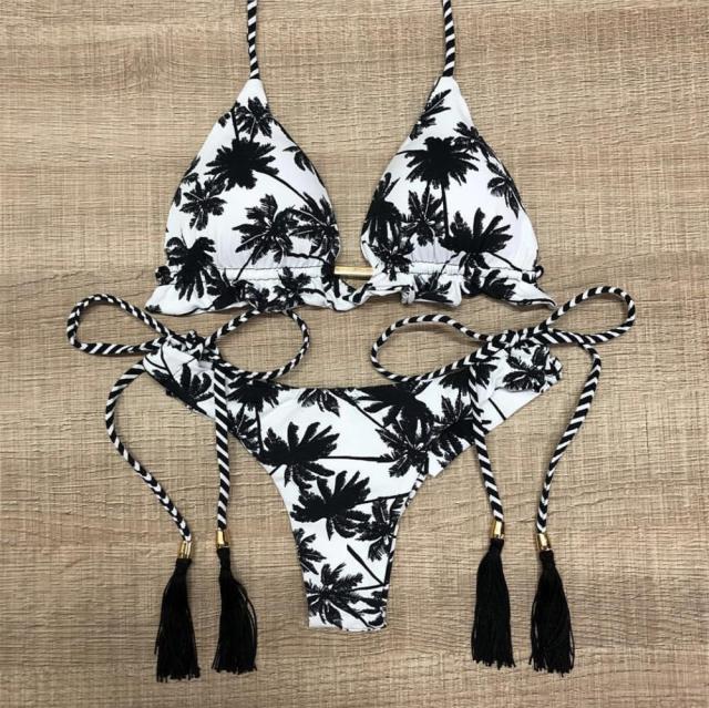 Maillot de bain string tanga brésilien deux pièces tropical La Bohème