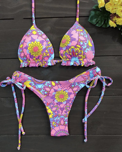 Maillot de bain string tanga brésilien deux pièces tropical La Bohème