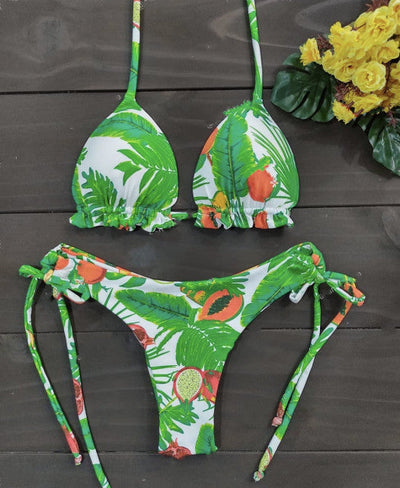 Maillot de bain string tanga brésilien deux pièces tropical La Bohème