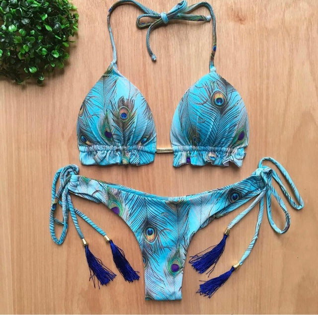 Maillot de bain string tanga brésilien deux pièces tropical La Bohème