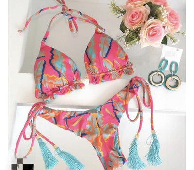 Maillot de bain string tanga brésilien deux pièces tropical La Bohème