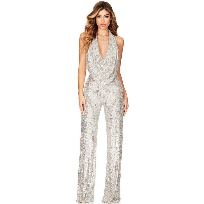 Diva | Ärmelloser Pailletten-Jumpsuit mit Elastischer Taille